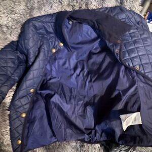 Navy Quilted Jacket with Gold Buttons